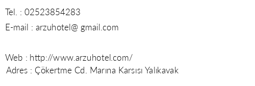 Arzu Apart Hotel telefon numaralar, faks, e-mail, posta adresi ve iletiim bilgileri